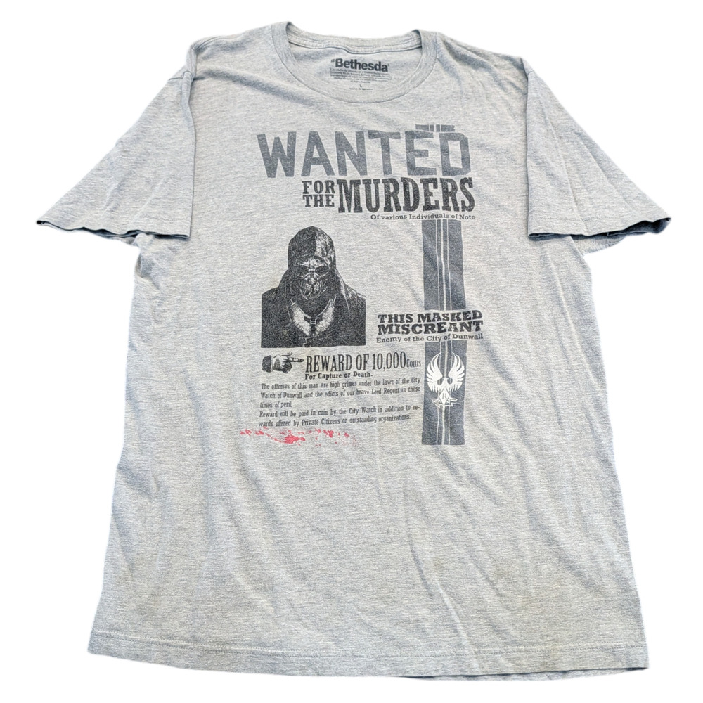 Mid 2000s Dishonored Wanted Video Game t shirt